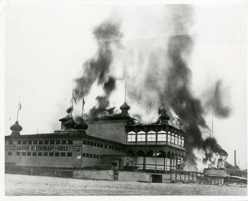 The blaze destroyed most of the casino and plunge buildings and is thought to have started in the kitchen. As the story goes, Fred Swanton was planning to rebuild bigger and better before the embers had cooled.