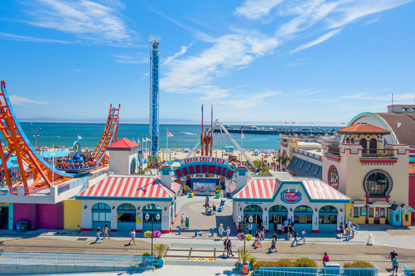 Arial view of the front entrance of the Boardwalk