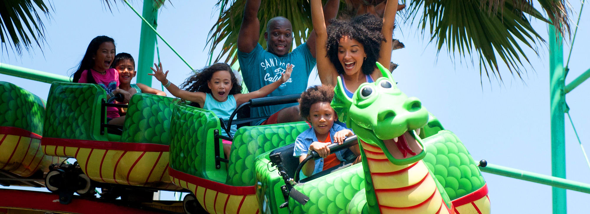a family on a roller coaster