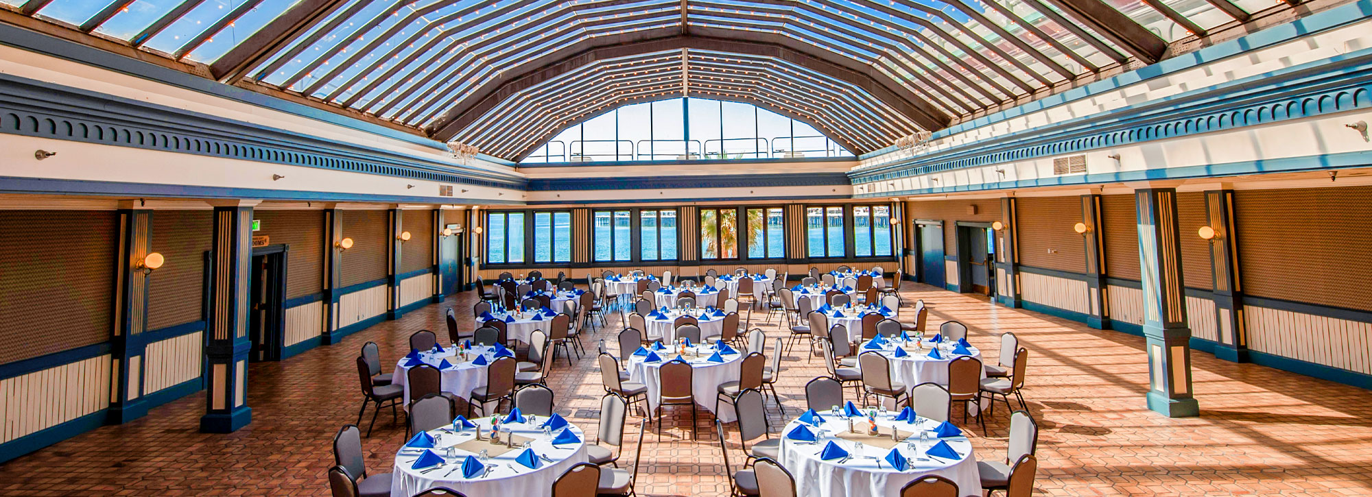The grove with tables and chairs set up
