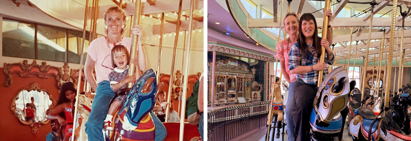Then and Now photos on the Looff Carousel